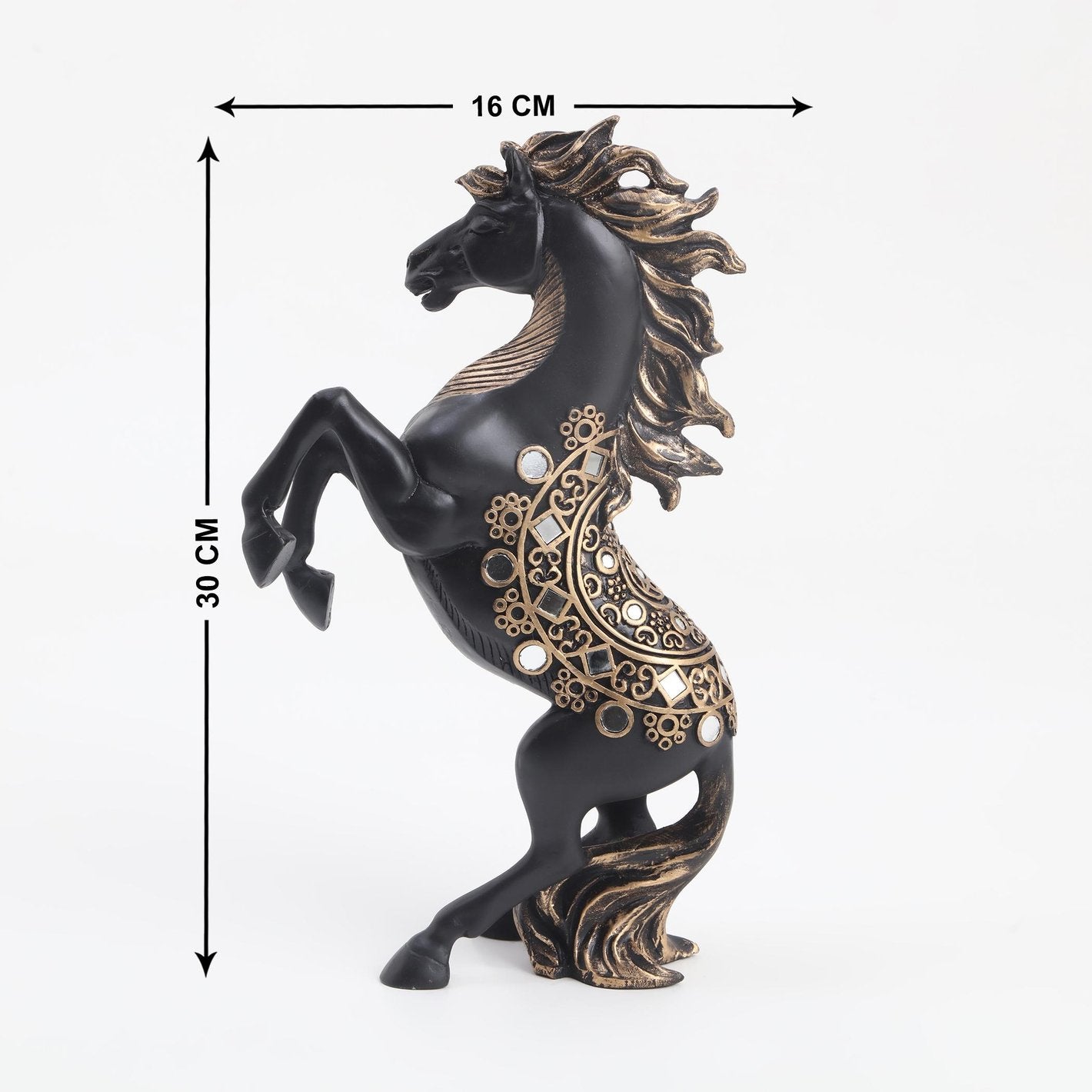 Artistic Majestic Rearing Black Horse Figurine Decorative Resin Centerpiece For Home Office And Vastu Success Symbol Luxurious Accent 4 Majestic Rearing Black Horse Statue Decorative Resin Showpiece for Home, Office, and Vastu Success Symbol - Karigaari India Aesthetic Home Decor