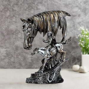 Metallic Horse Rider Figurine - Rustic Decor - Karigaari India Aesthetic Home Decor