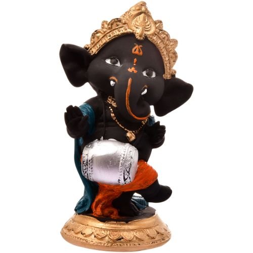 Unique Design Little Lord Ganesha Playing Instruments Idol Black Color Best Item for Home Decor - Karigaari India Aesthetic Home Decor