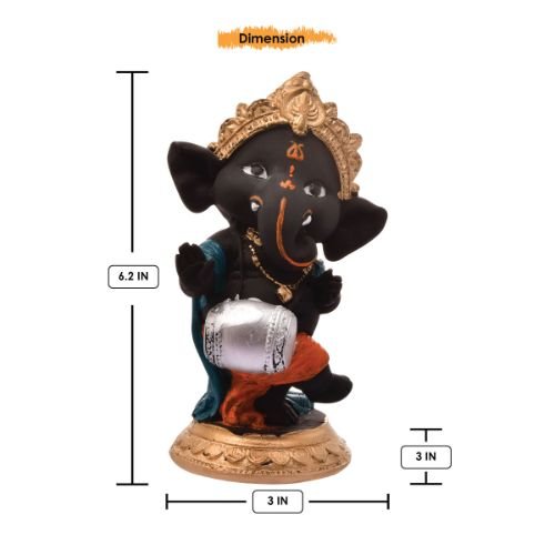 Unique Design Little Lord Ganesha Playing Instruments Idol Black Color Best Item for Home Decor - Karigaari India Aesthetic Home Decor