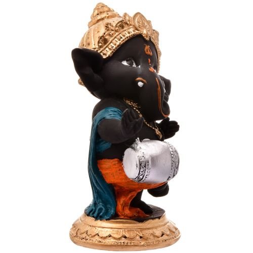 Unique Design Little Lord Ganesha Playing Instruments Idol Black Color Best Item for Home Decor - Karigaari India Aesthetic Home Decor