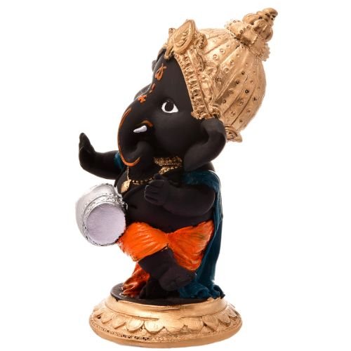 Unique Design Little Lord Ganesha Playing Instruments Idol Black Color Best Item for Home Decor - Karigaari India Aesthetic Home Decor