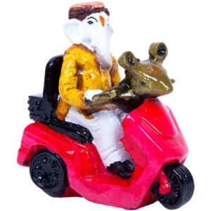 Unique Design Lord Ganesh Riding Red Scooter Best Item for Home Decor - Karigaari India Aesthetic Home Decor