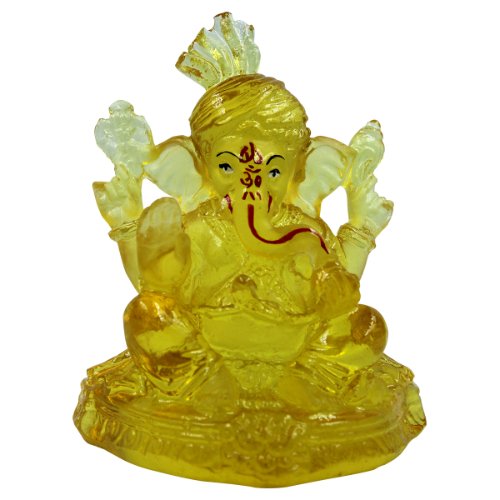 Unique Design Lord Ganesha Sitting Crystal Yellow Color Idol Best for Home Decor - Karigaari India Aesthetic Home Decor