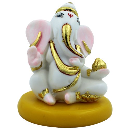 Artistic One Of A Kind Design Lord Ganesha Sitting White Colour Figurine With Golden Ornaments For Home Home Decor Home Decoration 2 Unique Design Lord Ganesha Sitting White Colour Idol With Golden Ornaments for Home Decor - Karigaari India Aesthetic Home Decor