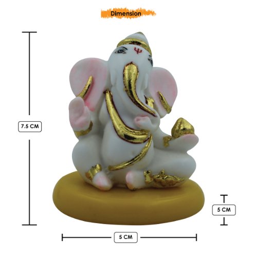 Artistic One Of A Kind Design Lord Ganesha Sitting White Colour Figurine With Golden Ornaments For Home Home Decor Home Decoration 3 Unique Design Lord Ganesha Sitting White Colour Idol With Golden Ornaments for Home Decor - Karigaari India Aesthetic Home Decor