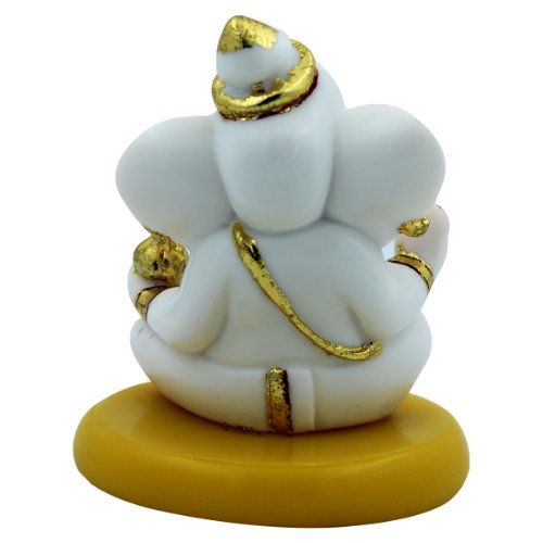 Artistic One Of A Kind Design Lord Ganesha Sitting White Colour Figurine With Golden Ornaments For Home Home Decor Home Decoration 6 Unique Design Lord Ganesha Sitting White Colour Idol With Golden Ornaments for Home Decor - Karigaari India Aesthetic Home Decor