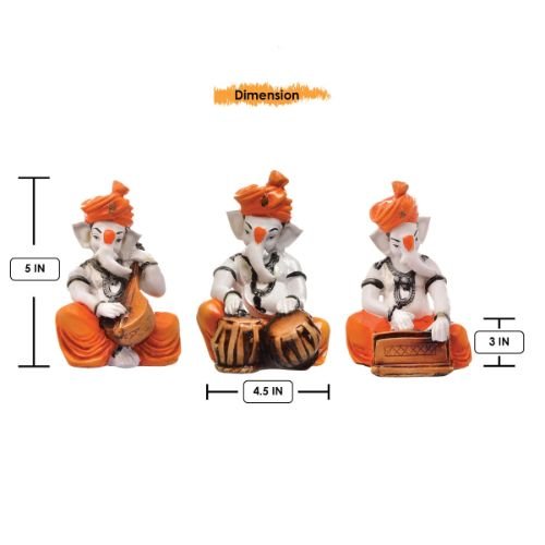 Artistic One Of A Kind Design Three Little Lord Ganesha Playing Instruments Figurine Orange Best Item For Home Home Decor Stylish Accent 4 Unique Design Three Little Lord Ganesha Playing Instruments Idol Orange Best Item for Home Decor - Karigaari India Aesthetic Home Decor