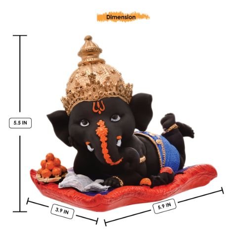 Unique Little Lord Ganesha Sleeping Idol Black Color Best Item for Home Decor - Karigaari India Aesthetic Home Decor