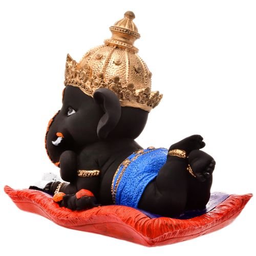 Unique Little Lord Ganesha Sleeping Idol Black Color Best Item for Home Decor - Karigaari India Aesthetic Home Decor