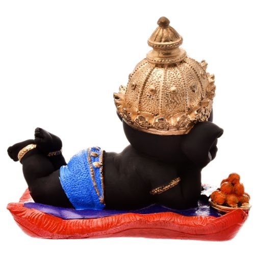 Unique Little Lord Ganesha Sleeping Idol Black Color Best Item for Home Decor - Karigaari India Aesthetic Home Decor
