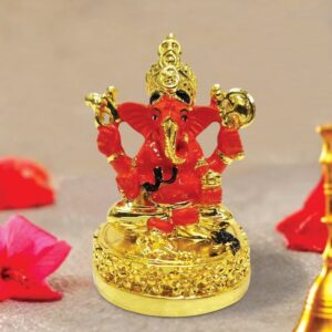 Ceramic Gold Plated Ganesha Stylish for Car Dashboard & Home Decor - Karigaari India Aesthetic Home Decor