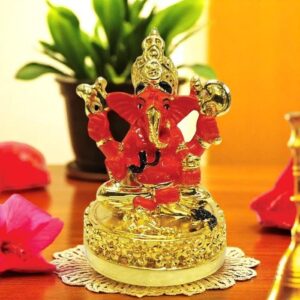Ceramic Gold Plated Ganesha Stylish for Car Dashboard & Home Decor - Karigaari India Aesthetic Home Decor