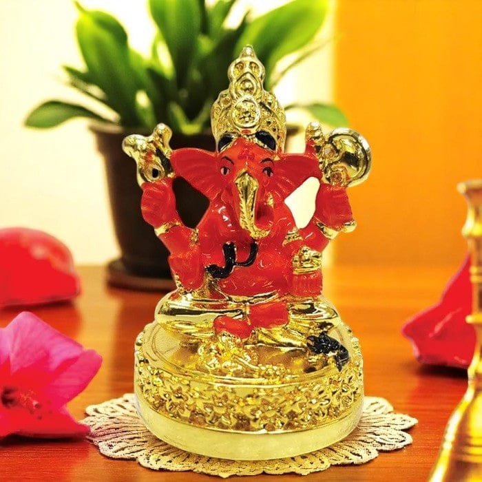 Artistic Pottery Gold Plated Ganesha Trendy For Car Dashboard Home Decoration Decorative Piece 2 Ceramic Gold Plated Ganesha Stylish for Car Dashboard & Home Decor - Karigaari India Aesthetic Home Decor