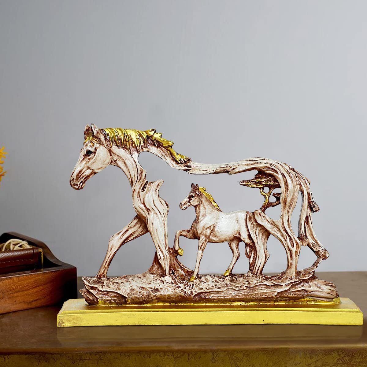 Artistic Resin Crafted Horse With Horse Baby On Holder Display Piece Home Decor Office Decor Modern Ornament 3 PolyResin Horse with Horse Baby on Stand Showpiece Home Decor/Office Décor - Karigaari India Aesthetic Home Decor