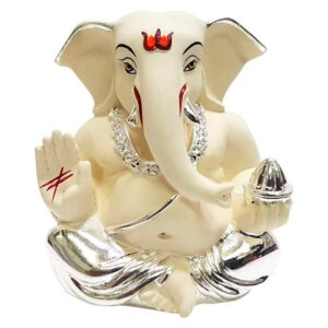 Resin Ganesha Idol for Car Dashboard I Ganesha Idol (Silver) - Karigaari India Aesthetic Home Decor