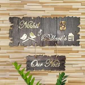 Sturdy Name Plate for Office Wooden Beautiful Outdoor Entrance - Karigaari India Aesthetic Home Decor
