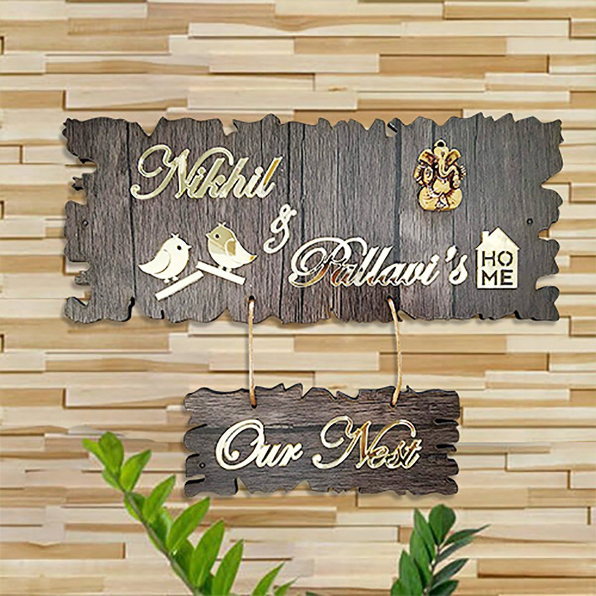 Artistic Robust Custom Sign For Office Timber Lovely Outdoor Entrance Modern Ornament 1 Sturdy Name Plate for Office Wooden Beautiful Outdoor Entrance - Karigaari India Aesthetic Home Decor