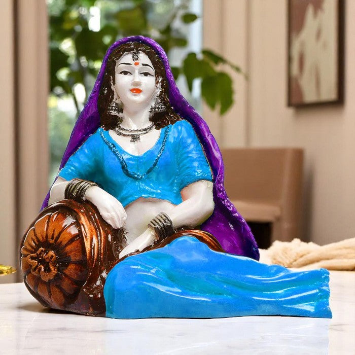 Artistic Serene Rajasthan Muse Artisan Resin Lady In Relaxed Pose Cultural Home Accent Luxurious Accent 1 Serene Rajasthan Muse: Handcrafted Resin Lady in Relaxed Pose - Cultural Home Accent - Karigaari India Aesthetic Home Decor