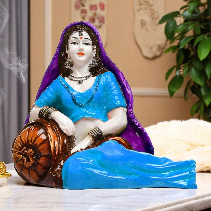Artistic Serene Rajasthan Muse Artisan Resin Lady In Relaxed Pose Cultural Home Accent Luxurious Accent 2 Serene Rajasthan Muse: Handcrafted Resin Lady in Relaxed Pose - Cultural Home Accent - Karigaari India Aesthetic Home Decor