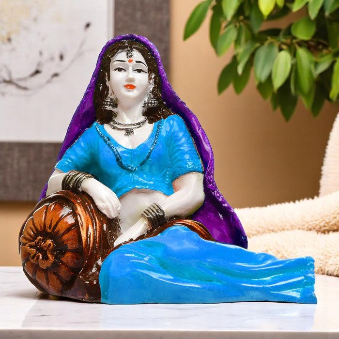 Artistic Serene Rajasthan Muse Artisan Resin Lady In Relaxed Pose Cultural Home Accent Luxurious Accent 3 Serene Rajasthan Muse: Handcrafted Resin Lady in Relaxed Pose - Cultural Home Accent - Karigaari India Aesthetic Home Decor