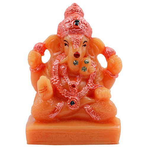 Small Lord Ganesha Sitting Idol Orange And Pink Color Best & Unique Item for Home Decor - Karigaari India Aesthetic Home Decor