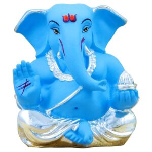 Ceramic Silver Plated Ganesha for Car Dashboard - Karigaari India Aesthetic Home Decor