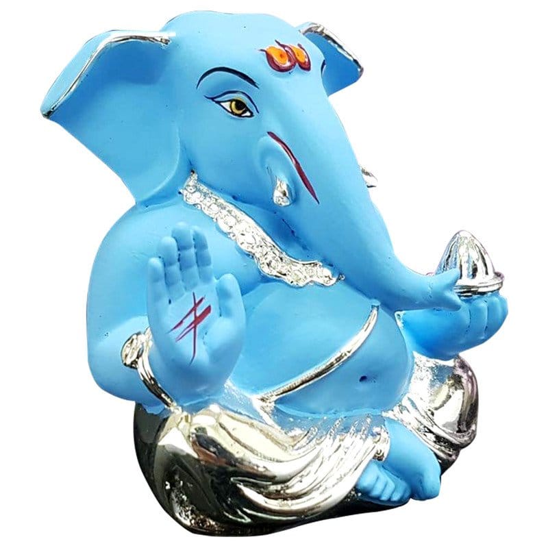Artistic Stylish Ceramic Silver Plated Ganesha For Car Dashboard Modern Ornament 4 Ceramic Silver Plated Ganesha for Car Dashboard - Karigaari India Aesthetic Home Decor