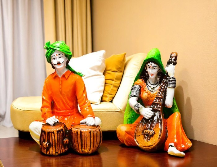 Artistic Stylish Tabla Rhythms Duo Indian Music Decoration Luxurious Accent 2 Tabla Rhythms Duo Indian Music Decor - Karigaari India Aesthetic Home Decor