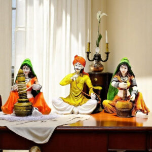 Traditions of Rajasthani : Man with Hukka & Lady with Chaas & Mirchi - Karigaari India Aesthetic Home Decor