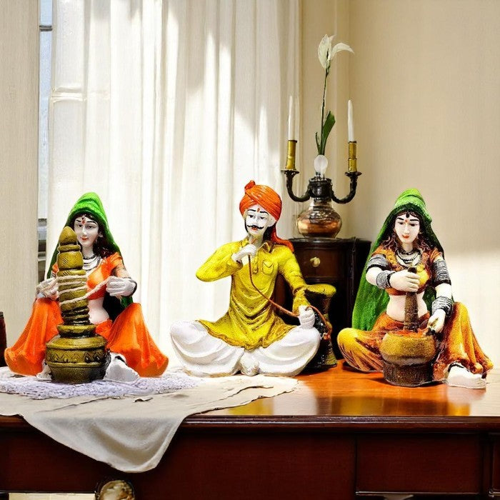 Artistic Stylish Traditions Of Rajasthani Man With Hukka Lady With Chaas Mirchi Home Decoration 1 Traditions of Rajasthani : Man with Hukka & Lady with Chaas & Mirchi - Karigaari India Aesthetic Home Decor