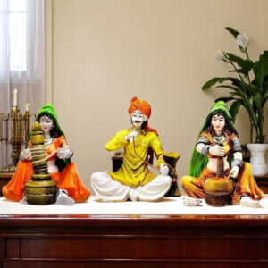 Traditions of Rajasthani : Man with Hukka & Lady with Chaas & Mirchi - Karigaari India Aesthetic Home Decor