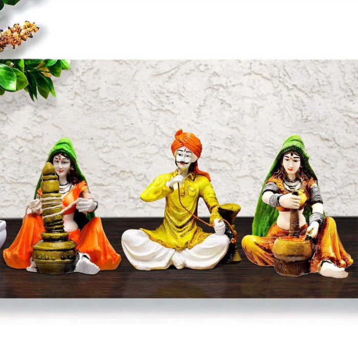 Artistic Stylish Traditions Of Rajasthani Man With Hukka Lady With Chaas Mirchi Home Decoration 3 Traditions of Rajasthani : Man with Hukka & Lady with Chaas & Mirchi - Karigaari India Aesthetic Home Decor