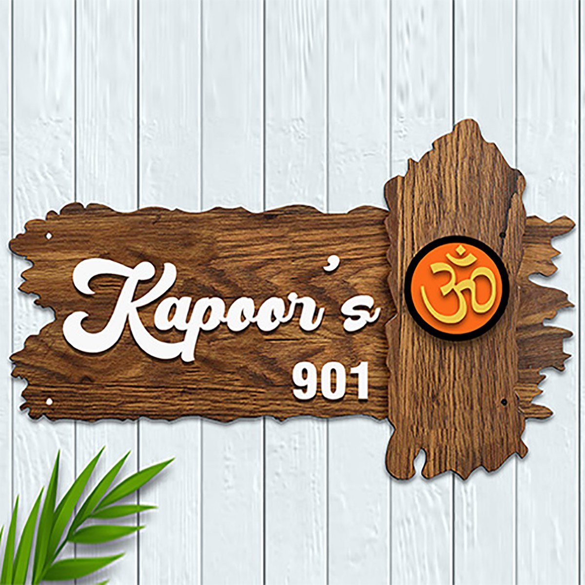 Artistic Trendy Bespoke Timber Custom Sign For House Long Lasting Lovely Home Decor Decorative Piece 1 Stylish Personalized Wooden Name Plate for House Durable Beautiful Decor - Karigaari India Aesthetic Home Decor