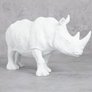 White Rhino Figurine Resin Decor - Elegant Style - Karigaari India Aesthetic Home Decor