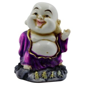 Handcrafted Ployresin Lord Buddha Laughing And Standing  White And Purple Statue Showpiece Home Decor/Office Decor/Spiritual Gift - Karigaari India Aesthetic Home Decor