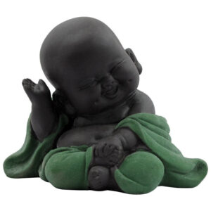 Handcrafted Ployresin Lord Buddha Sitting And Sleeping Statue Showpiece Home Decor/Office Decor/Spiritual Gift, Black And Green - Karigaari India Aesthetic Home Decor