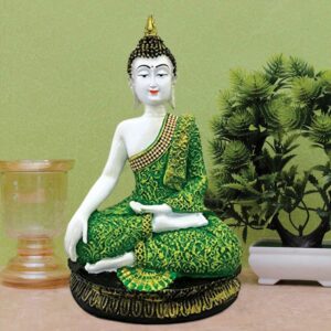 Handcrafted Ployresin Lord Buddha Sitting Multicolour Statue Showpiece Home Decor/Office Decor/Spiritual Gift - Karigaari India Aesthetic Home Decor