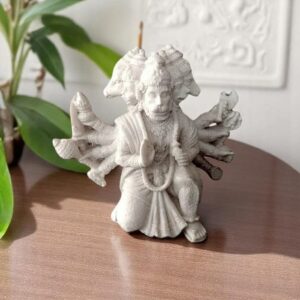 Beautifully Handcrafted Marble Panchmukhi Hanuman Ji Idol for Car Dashboard, Temple Statue Showpiece-Size (3 Inch) (White) - Karigaari India Aesthetic Home Decor