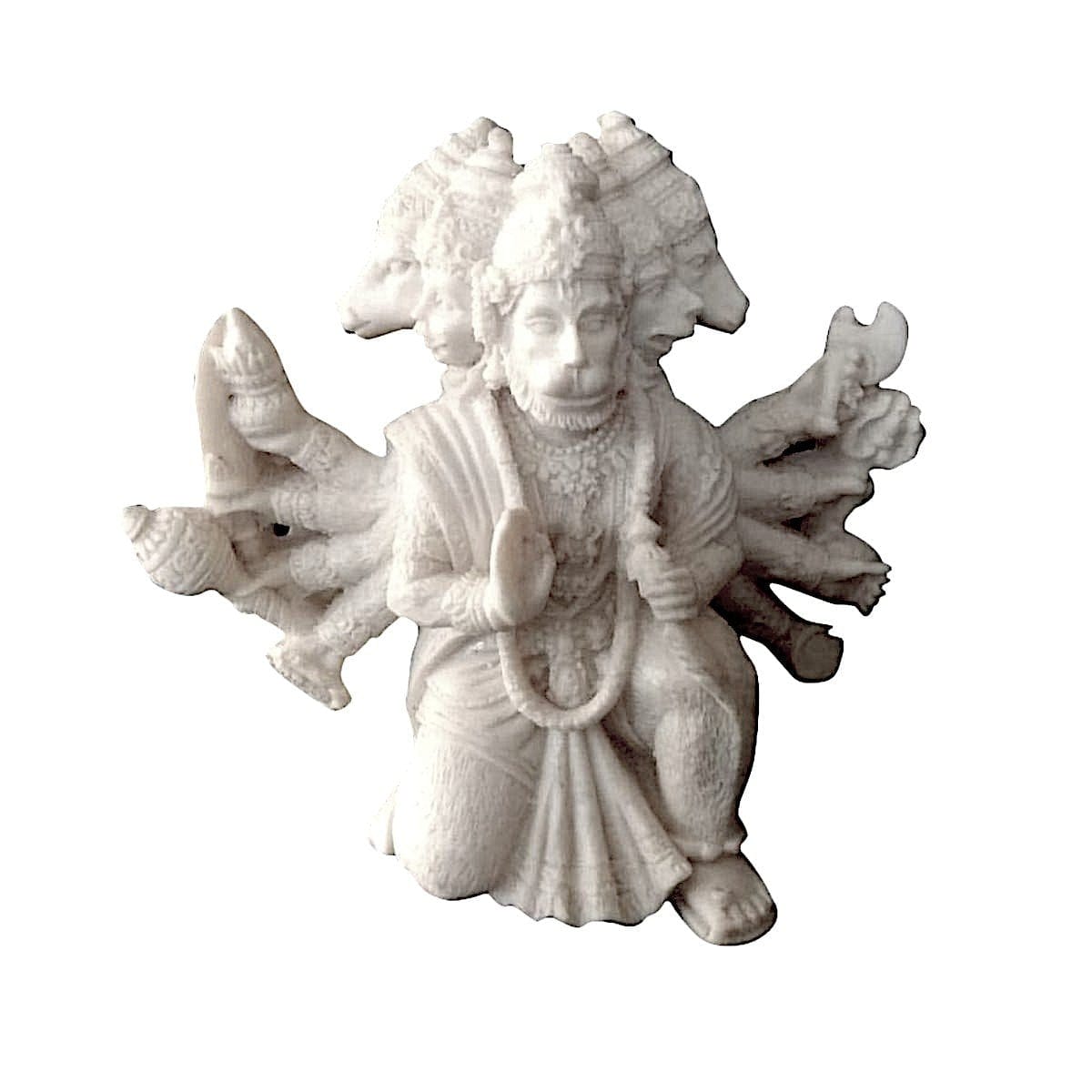 Chic Beautifully Artisan Stone Panchmukhi Hanuman Ji Figurine For Car Dashboard Temple Idol Decor Piece Size 3 Inch White Decorative Piece 4 Beautifully Handcrafted Marble Panchmukhi Hanuman Ji Idol for Car Dashboard, Temple Statue Showpiece-Size (3 Inch) (White) - Karigaari India Aesthetic Home Decor