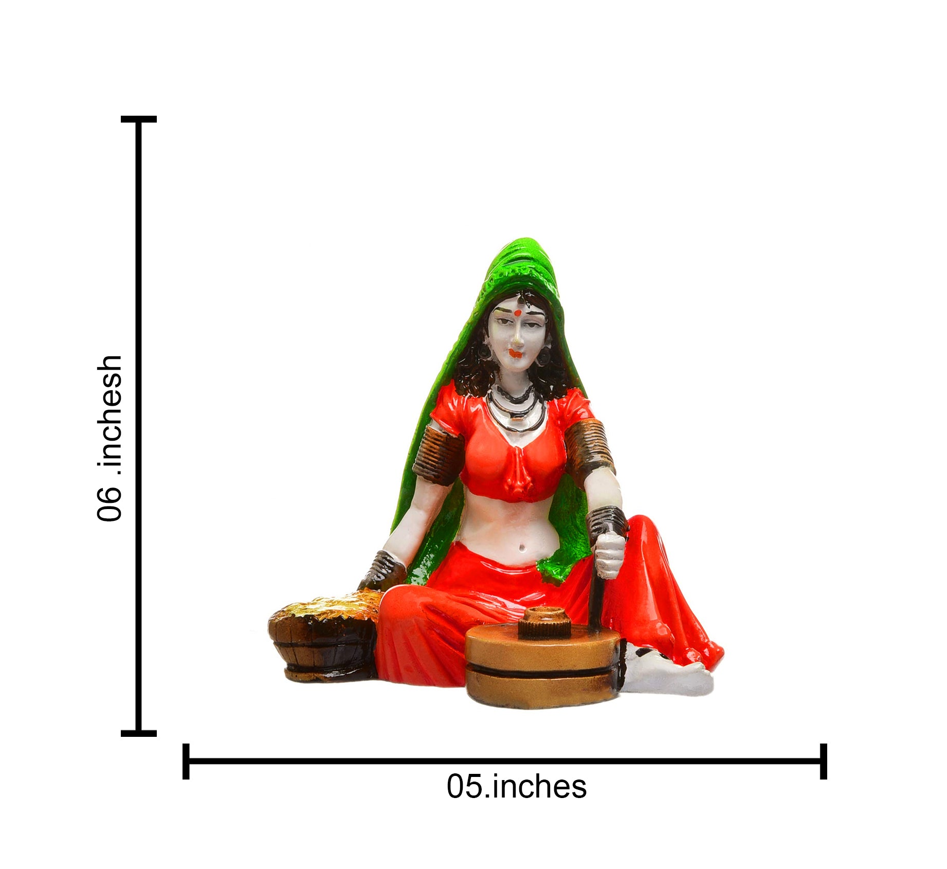 Chic Classic Rajasthan One Of A Kind Resin Lady Using Chakki Idol Indian Rural Life Design Home Decor Accent 4 Traditional Rajasthan: Unique Resin Lady Using Chakki Statue - Indian Rural Life Art - Karigaari India Aesthetic Home Decor