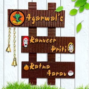 Family Stylish Custom Wooden Name Plate for Office Home Durable Beautiful Decor - Karigaari India Aesthetic Home Decor