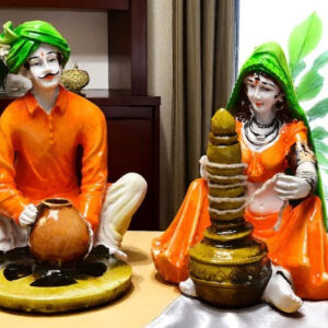 Indian Man Woman Figurine Set - Cultural Art - Karigaari India Aesthetic Home Decor
