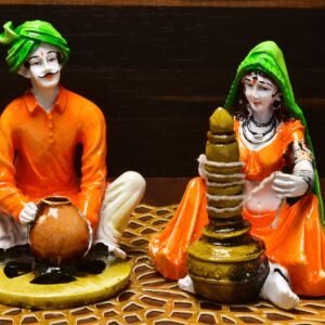 Indian Man Woman Figurine Set - Cultural Art - Karigaari India Aesthetic Home Decor