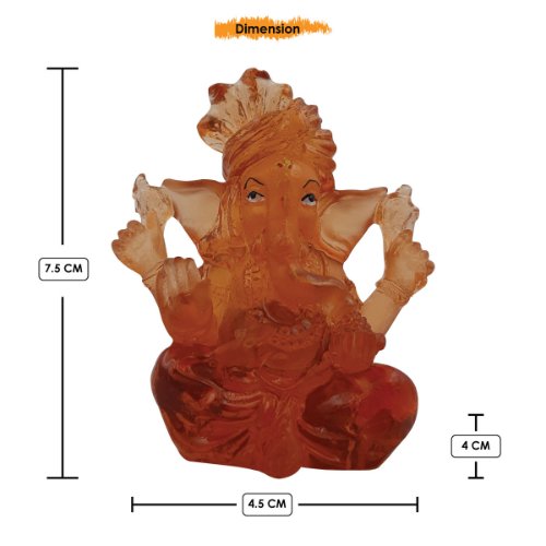 Lord Ganesha Sitting Idol Crystal Orange Color Best for Home Decor - Karigaari India Aesthetic Home Decor