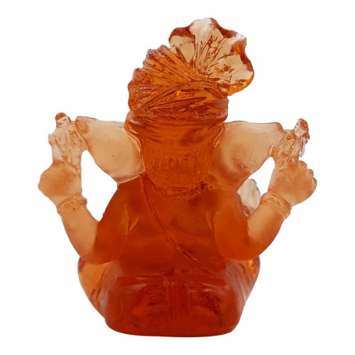 Lord Ganesha Sitting Idol Crystal Orange Color Best for Home Decor - Karigaari India Aesthetic Home Decor