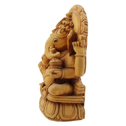 Chic Lord Ganesha Sitting On Sihashan Brown Color Statue For Home Decoration Modern Ornament 4 Lord Ganesha Sitting On Sihashan Brown Color Idol for Home Decor - Karigaari India Aesthetic Home Decor