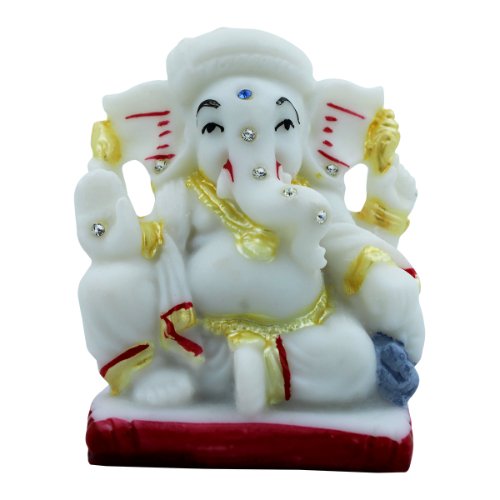 Lord Ganesha Sitting Idol With One Leg Up White Color Best for Home Decor - Karigaari India Aesthetic Home Decor