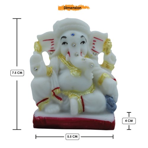 Lord Ganesha Sitting Idol With One Leg Up White Color Best for Home Decor - Karigaari India Aesthetic Home Decor