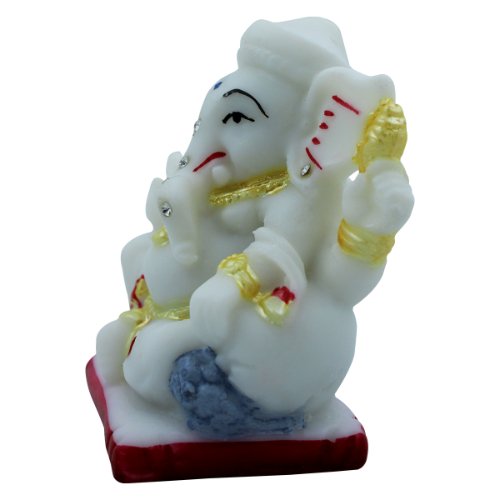 Lord Ganesha Sitting Idol With One Leg Up White Color Best for Home Decor - Karigaari India Aesthetic Home Decor